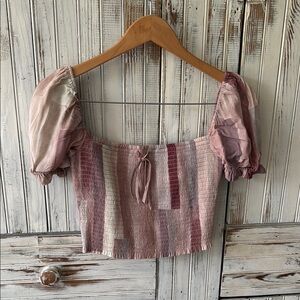 Wilfred Pink Puff Sleeve Crop Top